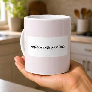 Rosafarbenes rechteckiges Geschäftslogo Kaffeetasse