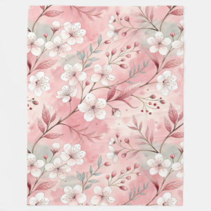 Rosafarbenes Sakura-Blütenmuster Fleecedecke