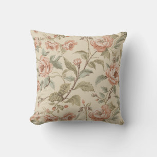 Rosafarbenes Salbeigrün Beiges Shabby-Chic-Blumenm Kissen