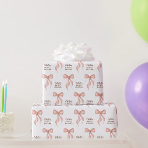 Rosafarbenes Schleifen-Personalisiertes Brautparty Geschenkpapier