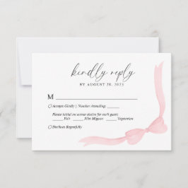Rosafarbenes Schleifenband-Menü-Auswahl Hochzeits- RSVP Karte