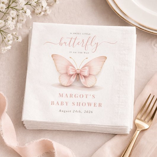Rosafarbenes Schmetterlings-Schleifchen Mädchen Ba Serviette