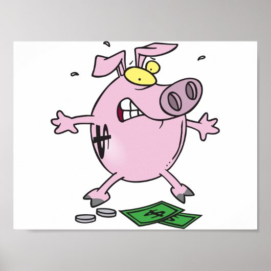 Rosafarbenes Sparschwein mit Geld Poster (Vorne)
