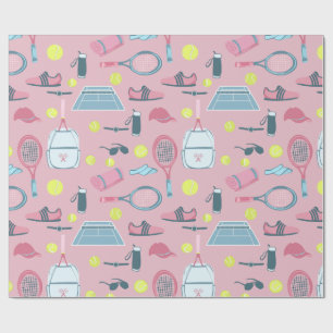 rosafarbenes Tennis-Schläger-Ballplatz-Zubehör Geschenkpapier