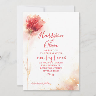 rosafarbenes Tulpen-Minimalist-Floral-elegantes Ho Einladung