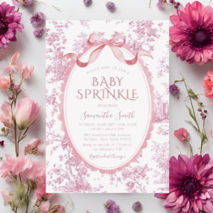 Rosafarbenes Vintage-Chinoiserie-Mädchen-Baby-Spri Einladung