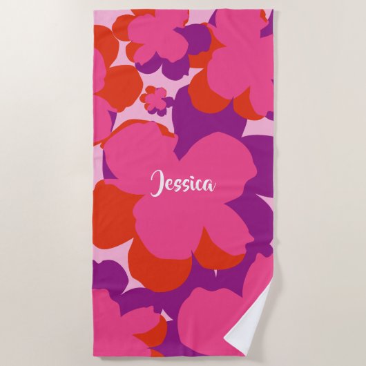 Rosafarbenes/violettes Strandhandtuch (Vorderseite)