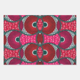 Rosafarbenes Wax Africain-Geschenkpapier Geschenkpapier Set