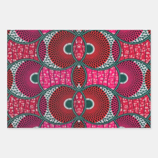 Rosafarbenes Wax Africain-Geschenkpapier Geschenkpapier Set (Vorderseite 3)