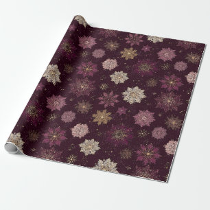 Rosafarbenes Weihnachtsstern-Blüten-Winterflor Geschenkpapier