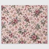 Rosafarbenes Winterblumenmuster Geschenkpapier (Flach)
