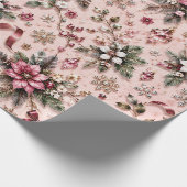 Rosafarbenes Winterblumenmuster Geschenkpapier (Ecke)