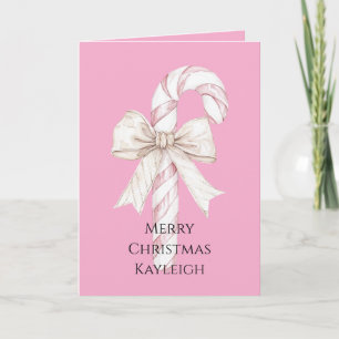 Rosafarbenes Zuckerstangen-Weihnachten Karte