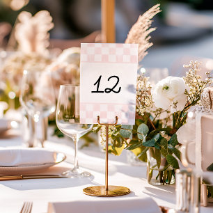 Rosagemalte Schachbrettmuster-Hochzeit Tischnummer