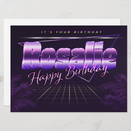 Rosalie Name Vorname lila retro Karte Geburtstag (Vorne/Hinten)
