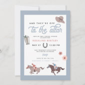 ROSALIND Horse Derby Dusty Blue Brautparty Einladung (Vorderseite)