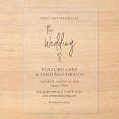 Rosalind Modern Elegante Hochzeit Save the Date Acryleinladungen (Vorderseite)