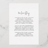 Rosalind Modern Elegante Hochzeit Save the Date Folieneinladung (Rückseite)