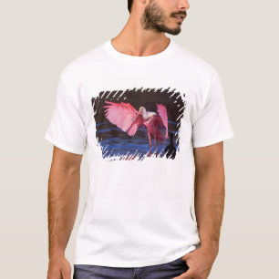 Rosalöffler (Ajaia ajaja) mit Kormoran T-Shirt