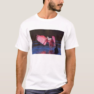 Rosalöffler (Ajaia ajaja) mit Kormoran T-Shirt