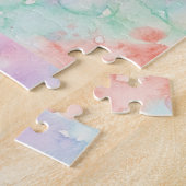 rosane blaue Wasserfarbe Pastell Monogramm Name Bu Puzzle (Seite)