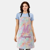 rosane blaue Wasserfarbe Pastell Monogramm Name Bu Schürze (Getragen)