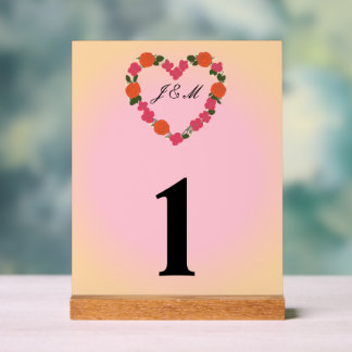 rosane und orange Hochzeit Acrylschild