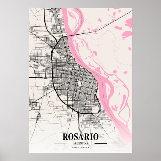 Rosario - Argentinien Neapolitan City Map Poster (Vorne)
