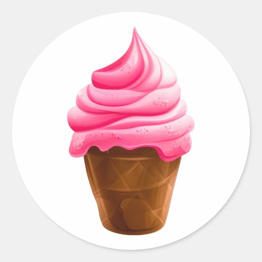 Rosarò Gelatino Rosa Swirt Eiscreme Runder Aufkleber (Vorderseite)
