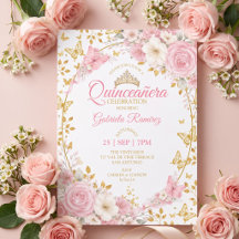 Rosarot Quinceañera Goldene Schmetterlinge Rosen