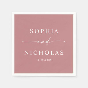 Rosarot Romantische Minimalistische Schrift Hochze Serviette