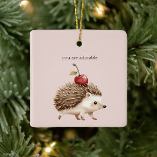 Rosarot roter Kirsch-Igel Keramikornament
