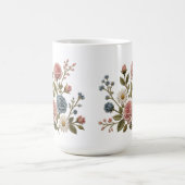Rosarot und Blaue Gestickte Rosen Kaffeetasse (Mittel)