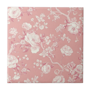 Rosarot vintage Rosen-Toile Floralmuster Fliese