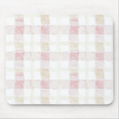 Rosarot Weiß Creme Kariert Gestreift Mousepad (Vorne)