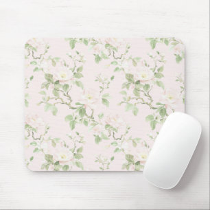 Rosarot Weiße Romantische Blumen Mousepad