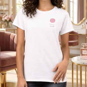 Rosarote Angestelltenname Geschäftslogo Salon T-Shirt