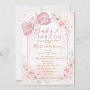 Rosarote Baby-Blüten-Blumen-Mädchen-Baby-Party Einladung