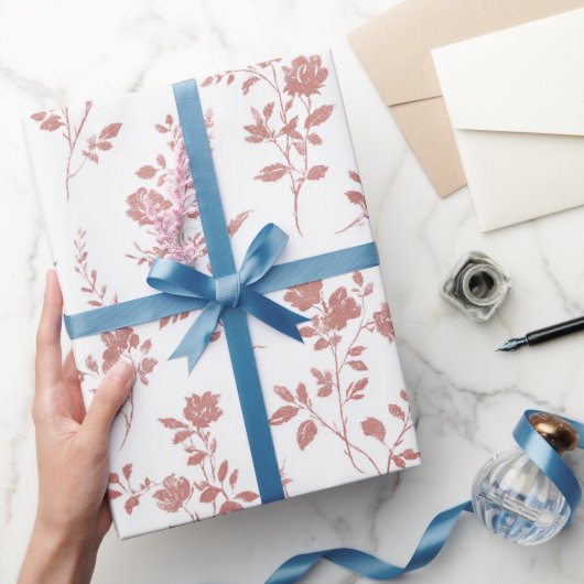 Rosarote Blumen Brautparty Geschenkpapier (Schenken)