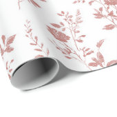 Rosarote Blumen Brautparty Geschenkpapier (Rolleneckpunkt)