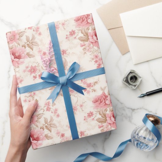 Rosarote Blüten Geschenkpapier (Schenken)