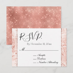 Rosarote Champagner Glamour Funkeln RSVP Begleitkarte