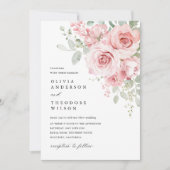 Rosarote Florale Hochzeit Einladung (Vorderseite)