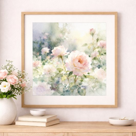 Rosarote Gartenrosen Poster