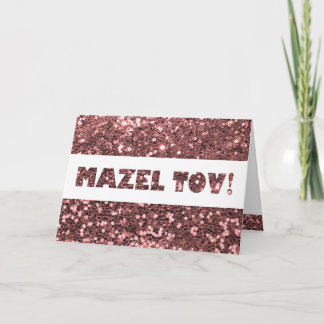 Rosarote Glitter Mazel Tov Gratulation Karte
