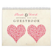 Rosarote Herz-Rosen, die Gast-Zeichen-Buch Wedding Kalender (Titelbild)