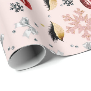 Rosarote Mädchen-Schönheits-Makeup-Feiertage Weihn Geschenkpapier