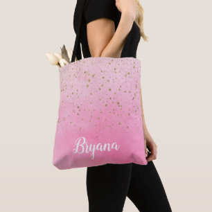 Rosarote Rosa- und Goldglitter-Glamour-Chic Tasche