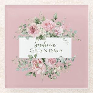 Rosarote Rose Oma Glasuntersetzer