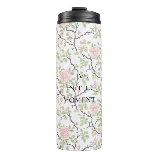 Rosarote Rosenblüten Thermosbecher (Vorderseite)